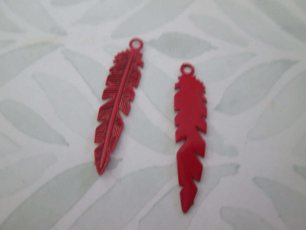 Miniature : 4 estampes plumes  - 23 x 5  mm - laiton - 6 coloris au choix