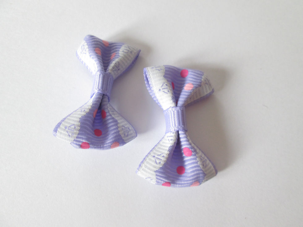 Miniature : 2 noeuds pois et dentelle  - 35 x 25 mm - coton et polyester - 13 coloris