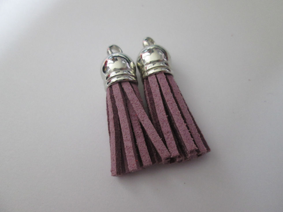 Miniatura: 38 mm - 2 pompons - gland - tassel à franges en suédine