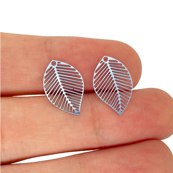 Thumbnail: 4 leaf prints - 17 x 11 mm - colored stainless steel - 14