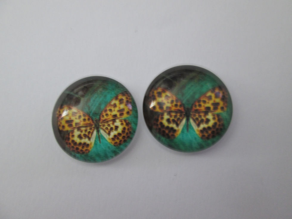 Miniatura: 20 mm - 2 cabochons verre motif papillon - 10 modèles