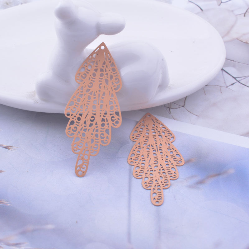 Miniature : 2 estampes feuilles 48 x 20 mm - laiton peint - 8 coloris au choix