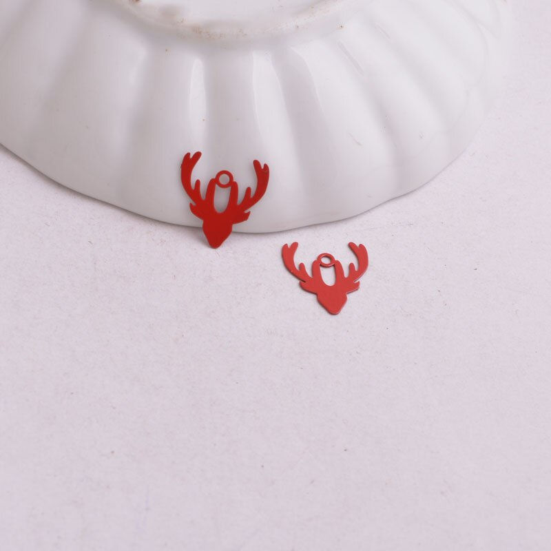 Thumbnail: 4 deer head prints - 13 x 12 mm - brass - 11 colors to choose from