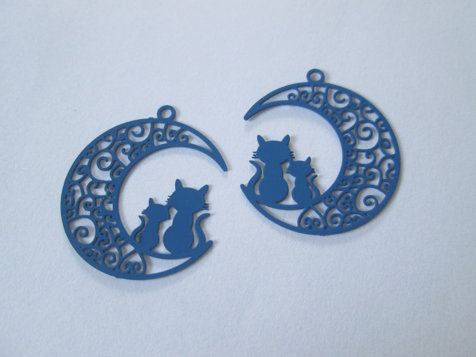 Thumbnail: 2 cat prints - 25 x 21 mm - brass - 10 colors to choose from