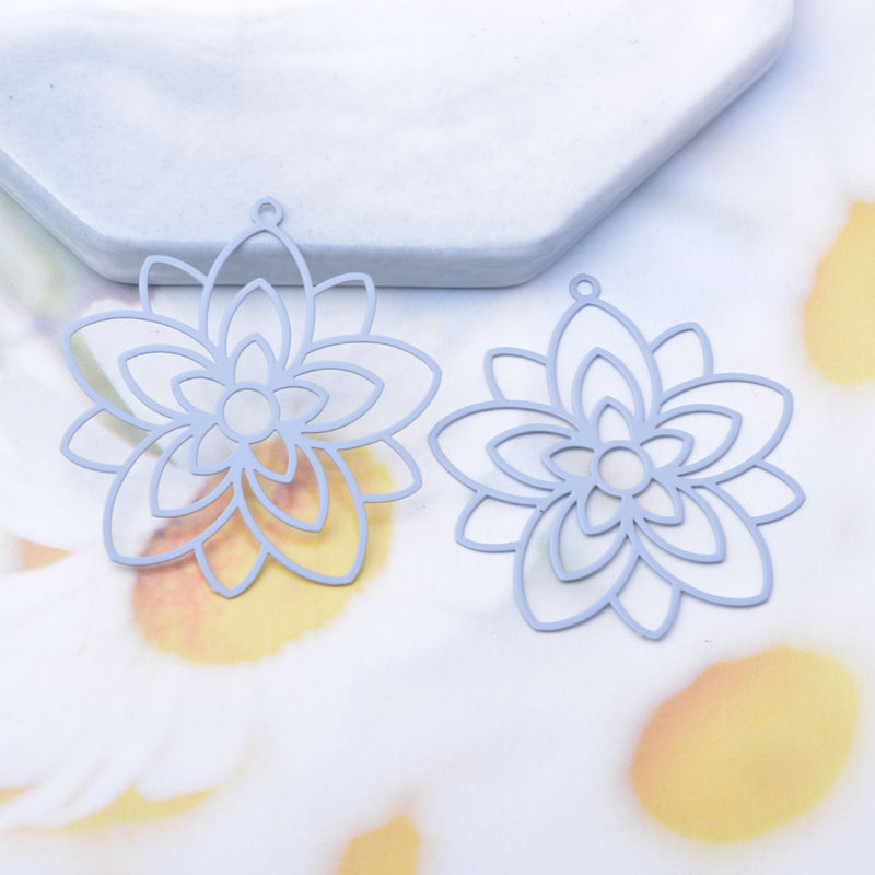 Miniatura: 2 estampes fleurs filigranes - 36 x 35 mm - 10 coloris - laiton