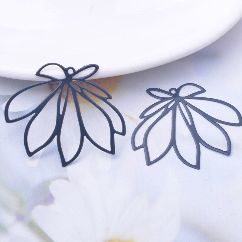 Miniatura: 2 estampes fleurs - 35 x 30 mm - 10 coloris - laiton