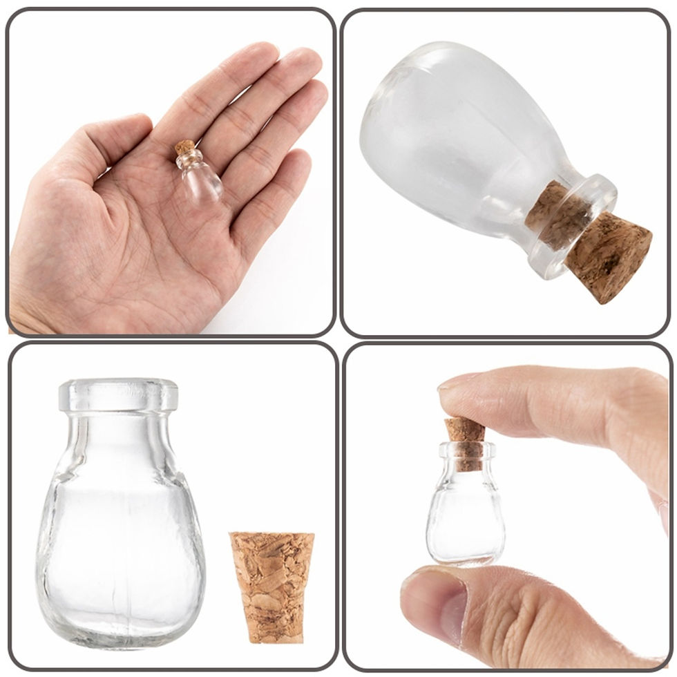 Miniatura: Fiole en verre à potion - 25 x 15 x 6 mm - bouchon liège et pitons