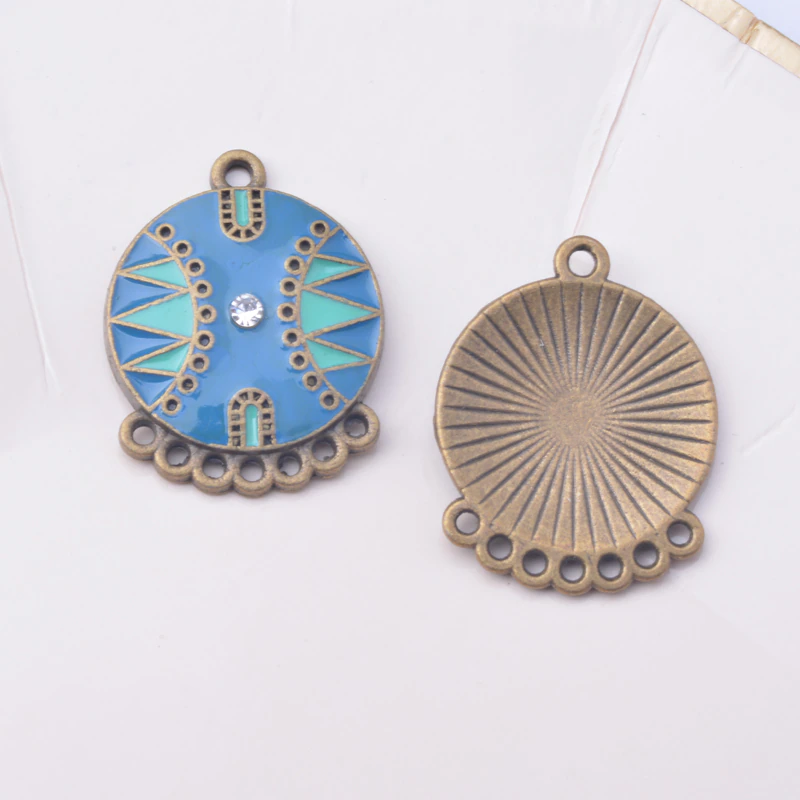 Miniaturbild: 2 supports boucles d'oreilles émaillés - 28 x 21 mm -  métal bronze