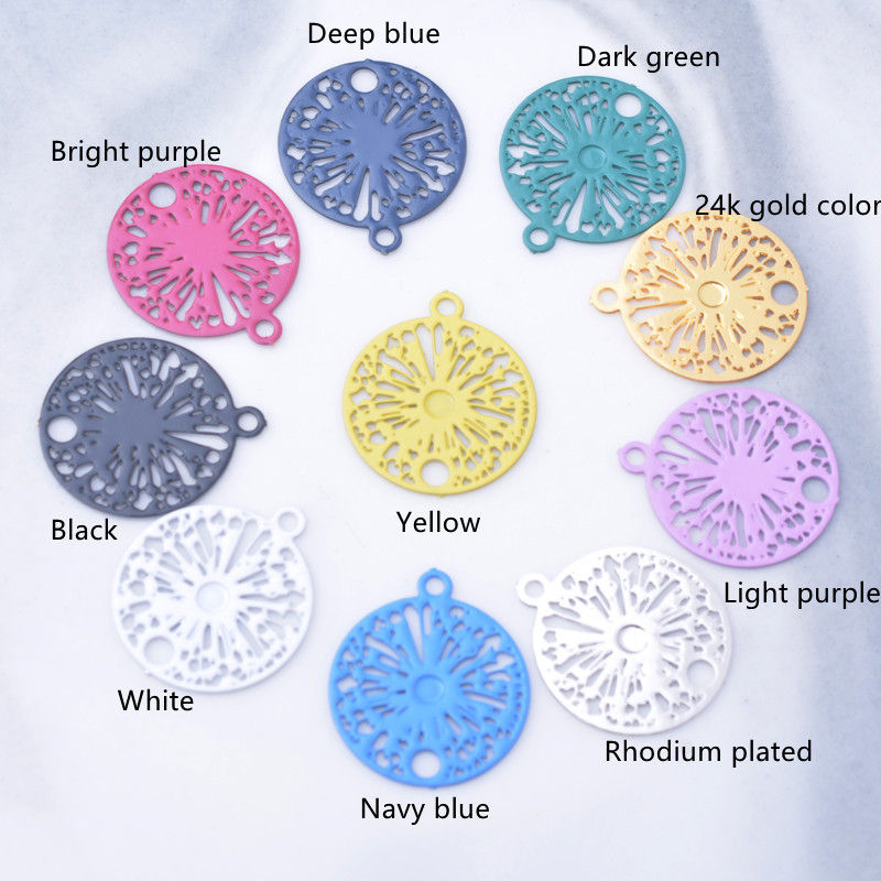 Miniature : 4 estampes connecteurs ronds - 15 x 13 mm - 10 coloris - laiton