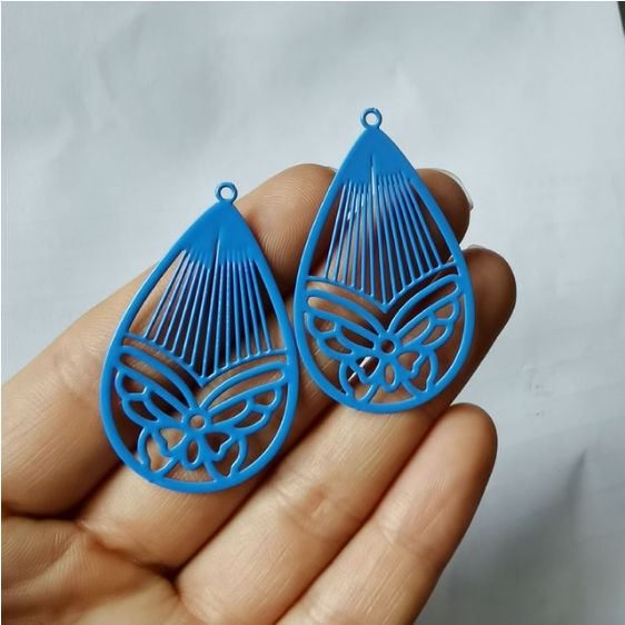Miniatura: 2 estampes goutte papillon - 42 x 26 - 11 coloris - laiton