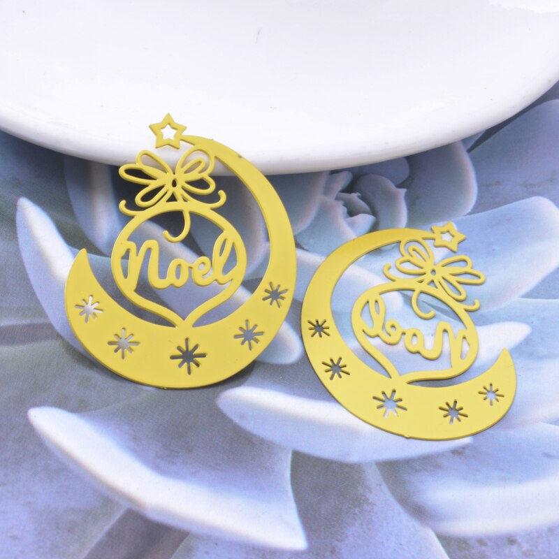 Thumbnail: 2 estampes décoration de Noël - 38 x 31 mm - 10 coloris - laiton