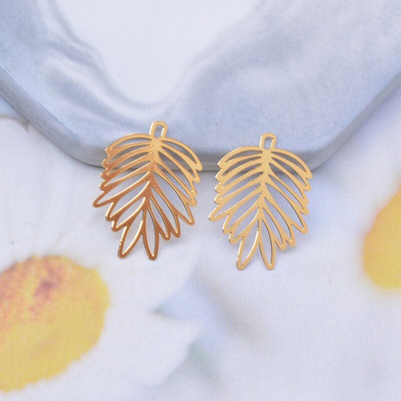 Miniatura: 2 estampes feuilles de phoenix - 21 x 16 mm - 10 coloris - laiton