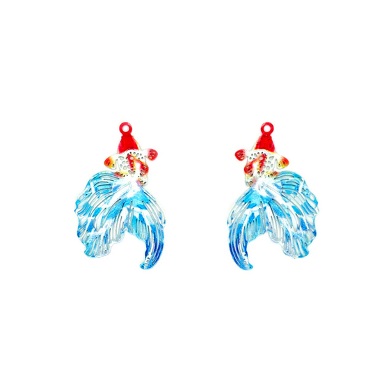 Miniatura: 2 estampes carpes koï multicolores - 26 x 17mm - laiton - 4 coloris
