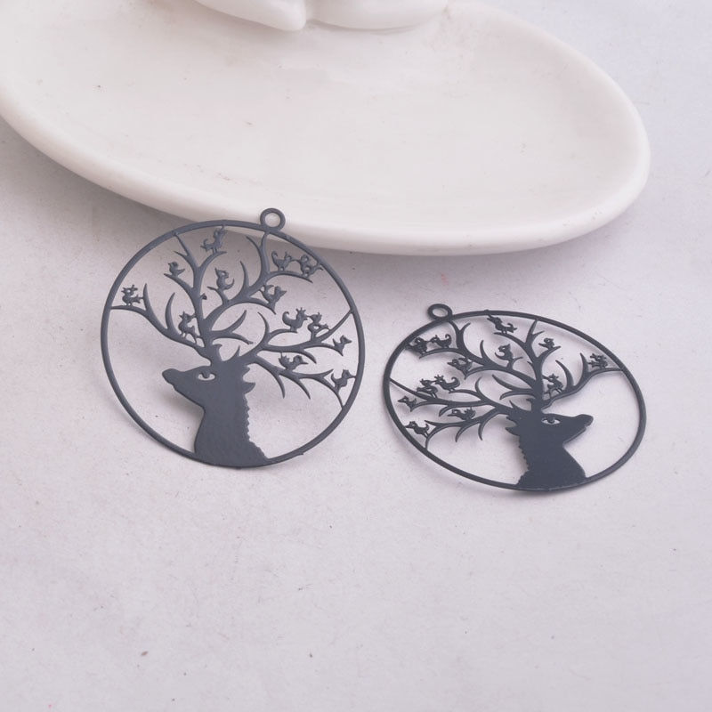 Miniatura: 2 estampes cerf - 41 x 38 mm - laiton - 10 coloris au choix