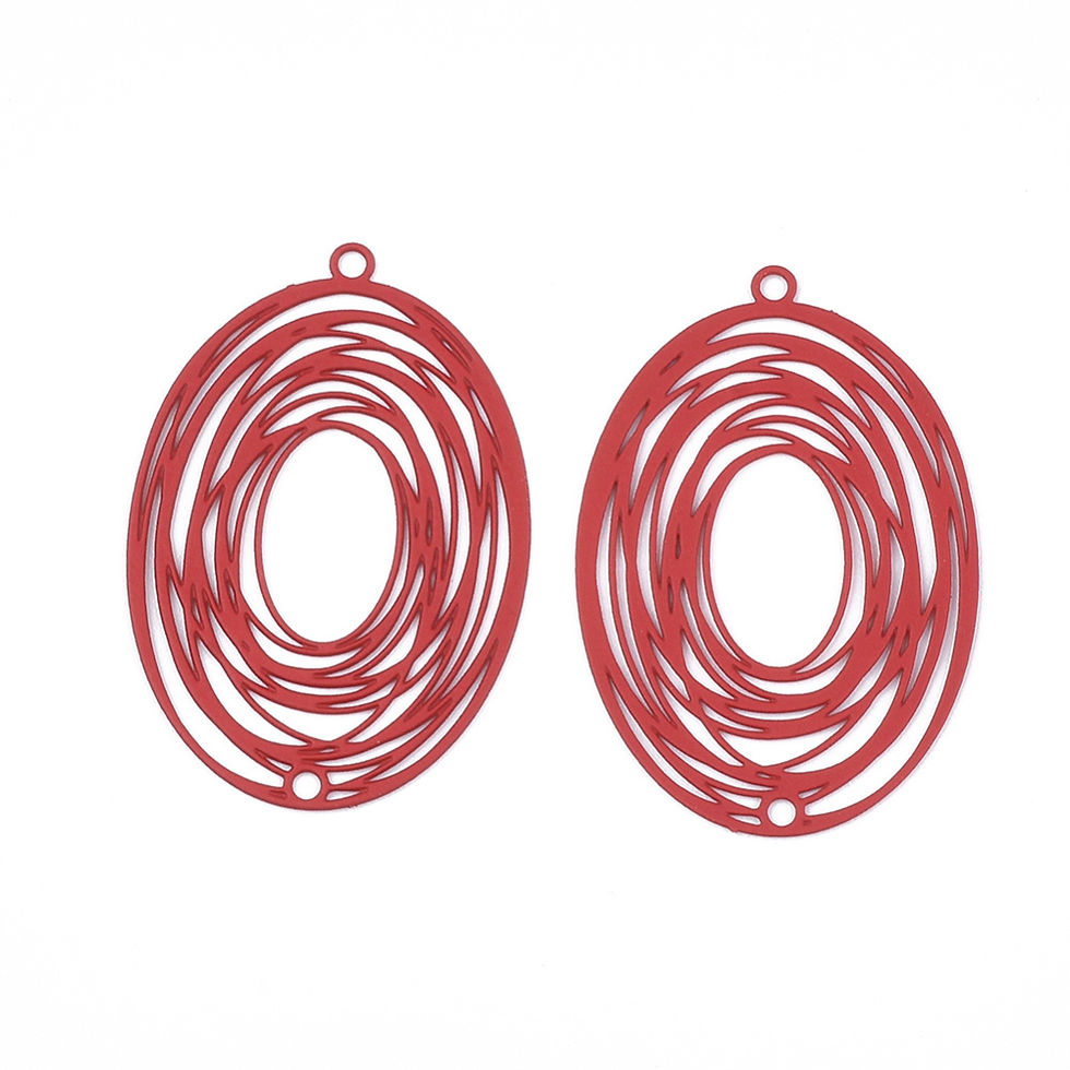 Miniatura: 2 estampes ovales - 32 x 22 mm - 5 coloris - acier inoxydable peint
