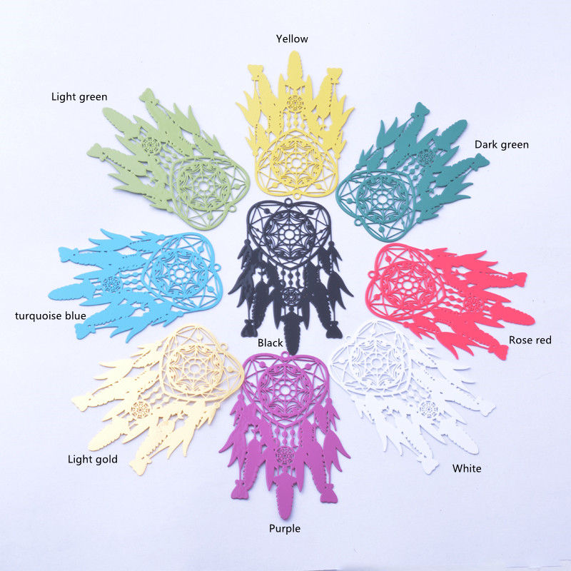 Miniatura: 2 estampes attrape rêves coeur - 53 x 38 mm - laiton - 9 coloris