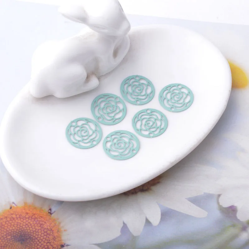 Miniatura: 4 estampes connecteurs fleurs - 15 mm - 10 coloris - laiton
