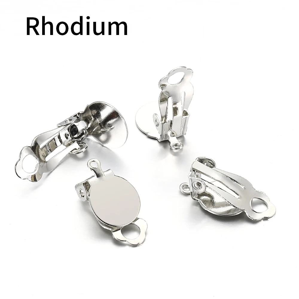 10 clips d'oreilles avec attache - pad à coller 10mm - laiton - argenté