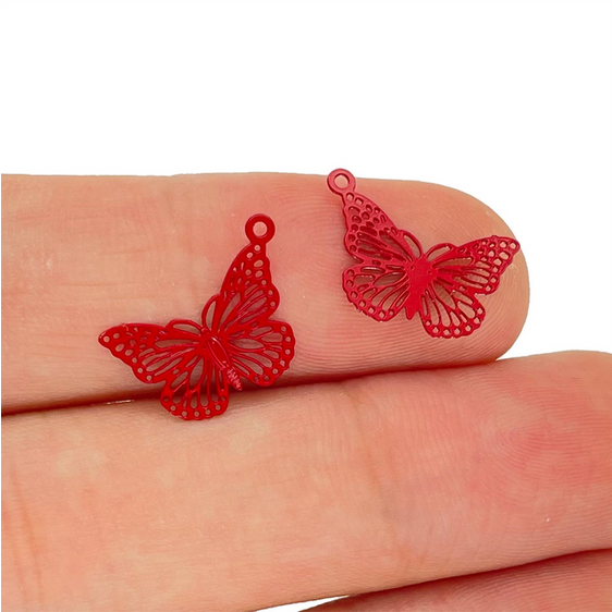 Thumbnail: 4 butterfly prints - 15 x 10 mm - colored stainless steel - 16 colors