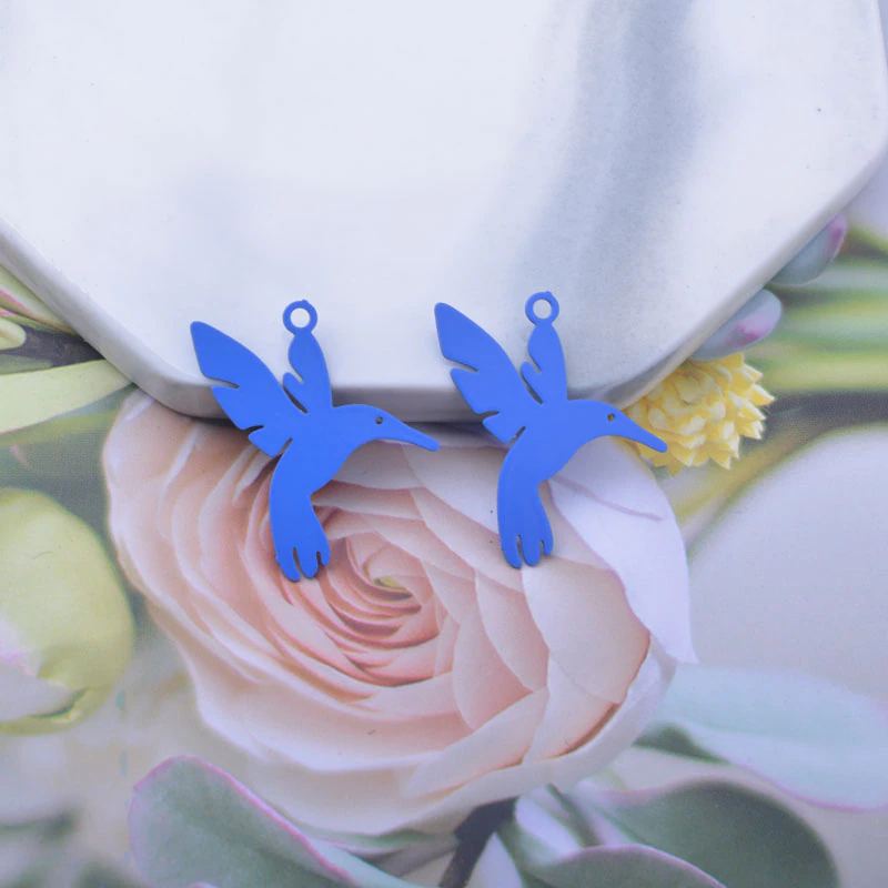Miniature : 2 estampes colibri - 23 x 20 mm - 10 coloris - laiton