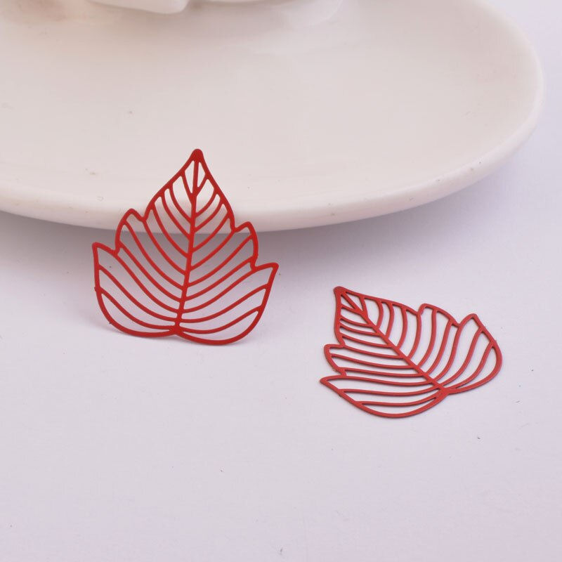 Miniatura: 2 estampes feuilles - 28 x 26 mm - laiton -  7 coloris