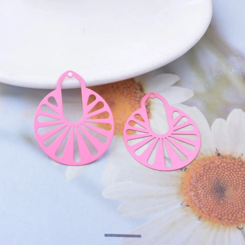 Miniature : 2 estampes rondes filigranes - 35 x 29 mm - laiton - 10 coloris