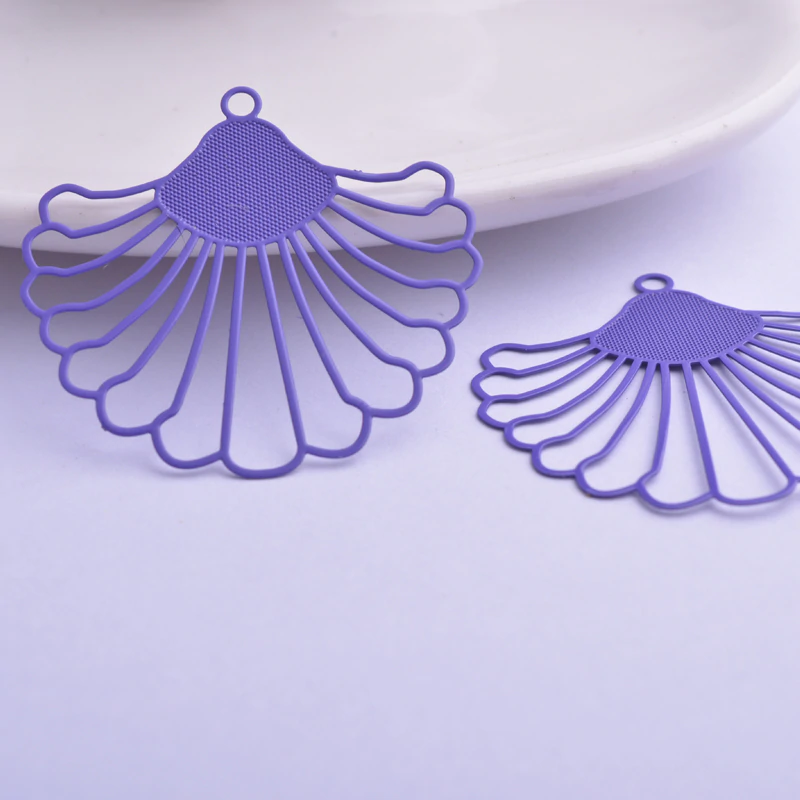 Miniatura: 2 estampes éventail - 39 x 36 mm  - laiton peint - 14 coloris
