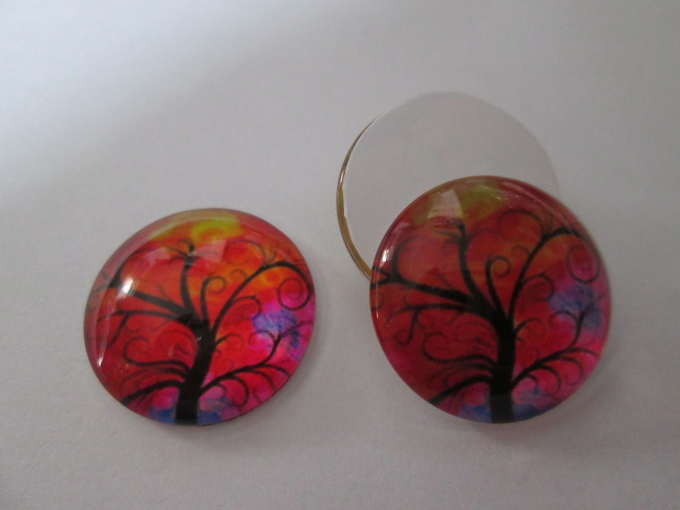 Thumbnail: 20 mm - 2 cabochons ronds arbre de vie - verre imprimé - 8 modèles