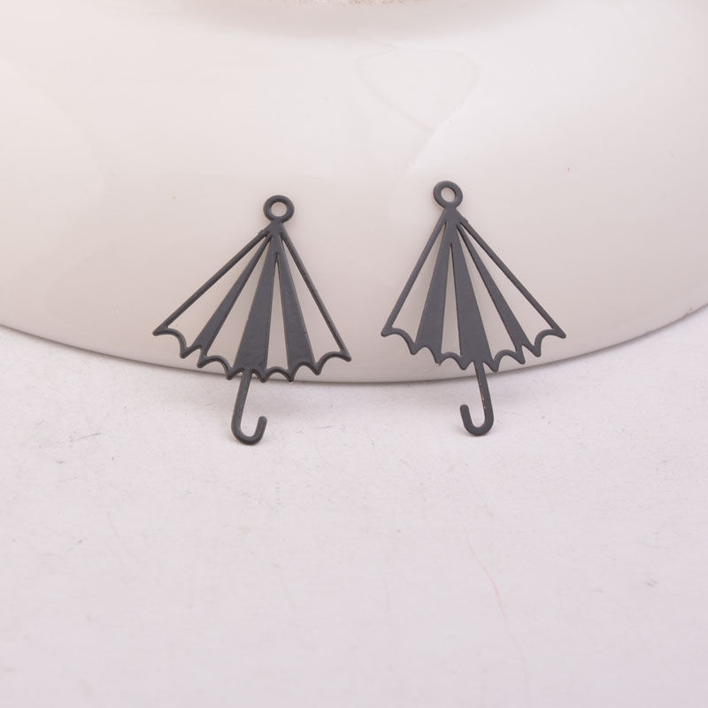 Miniaturbild: 4 estampes parapluie - 23 x 16 mm - laiton peint - 10 coloris