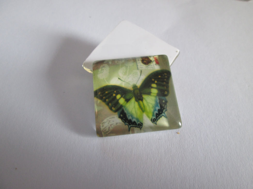 Miniatura: 25 mm - cabochon verre carré papillon - 10 modèles