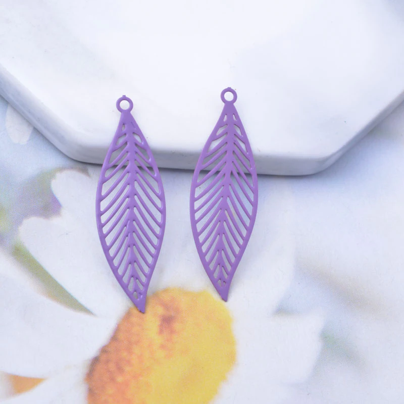 Miniature : 2 estampes feuilles - 32 x 10 mm -  laiton -  15 coloris