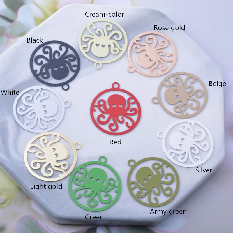 Miniature : 2 estampes poulpe - 22 x 20 mm - 10 coloris - laiton