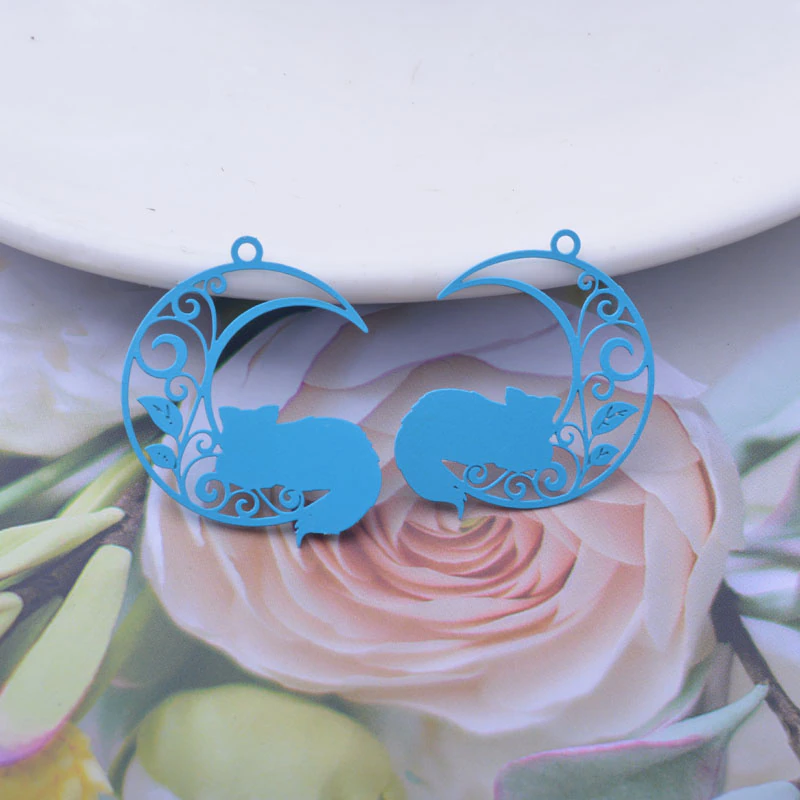 Miniature : 2 estampes chat - 24 x 21 mm - 13 coloris - laiton