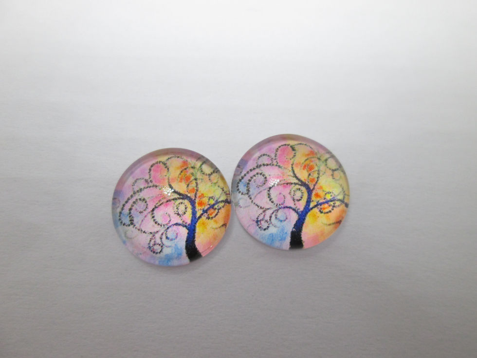 Miniatura: 12  mm - 2 cabochons verre arbre de vie - 12 modèles