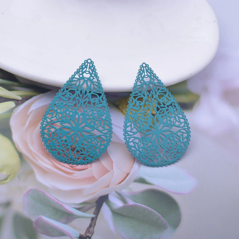 Miniatura: 2 estampes goutte - 40 x 25 mm - 11 coloris - laiton