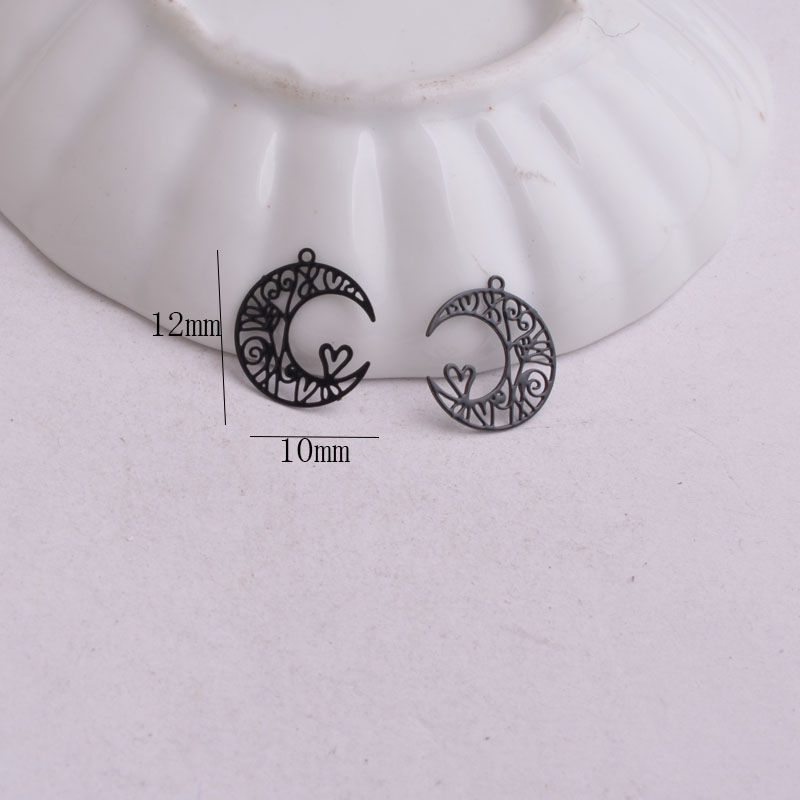 Miniature : 4 estampes croissant de lune et coeur  - 16 x 14 mm - 9 coloris - laiton