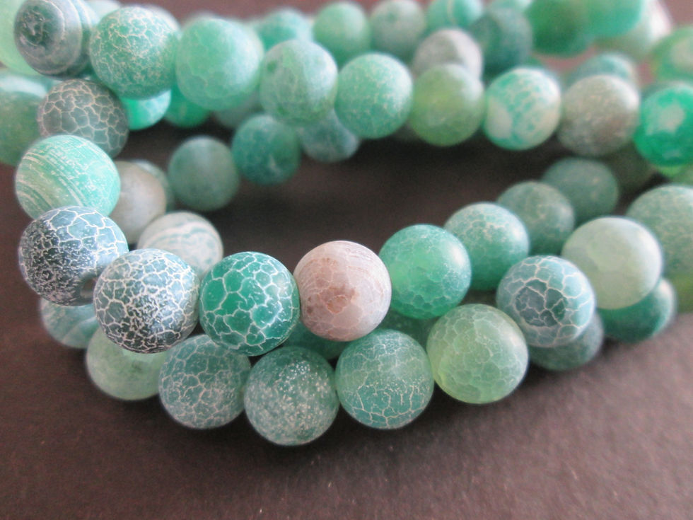 Thumbnail: 10 green frosted agate beads - natural pearls - 4 to 10 mm