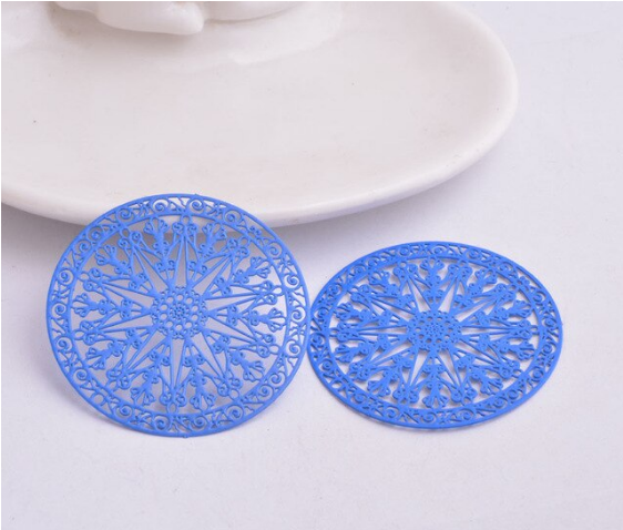 Thumbnail: 2 round stamps - 43 mm - painted brass - 9 colors to choose from