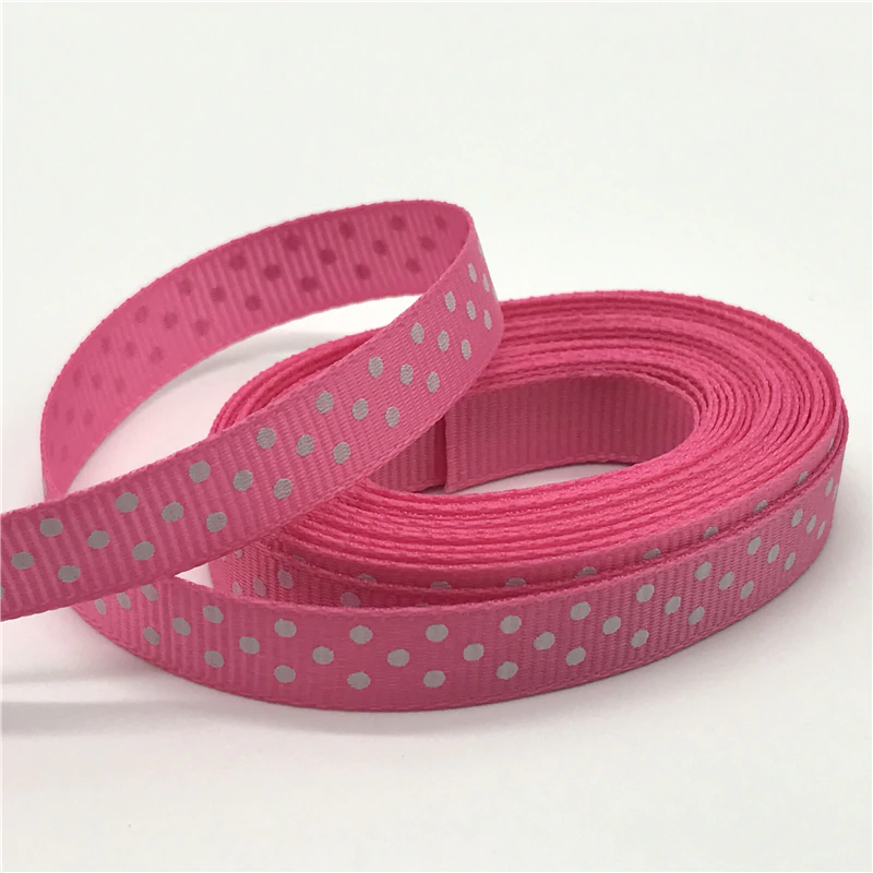 Thumbnail: grosgrain ribbon - 10 mm - dots pattern - polyester