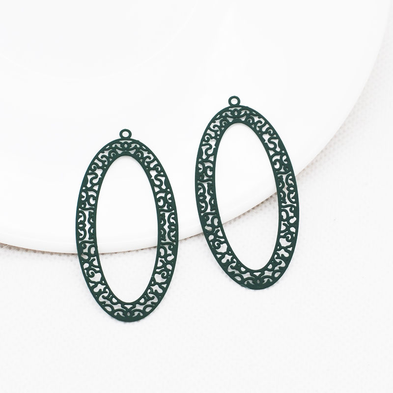 Miniature : 2 estampes ovales  filigrane  - 50 x 24 mm - 12 coloris - laiton