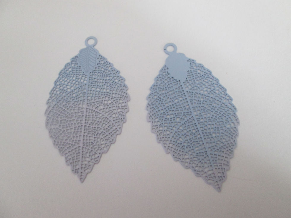 Miniaturbild: 2 estampes feuilles - 54 x 30 mm - laiton peint - 13 coloris au choix