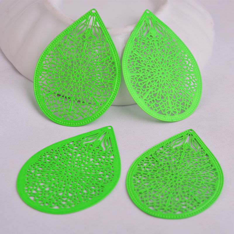 Miniatura: 2 estampes gouttes - 49 x 32 mm  - laiton peint -  14 coloris