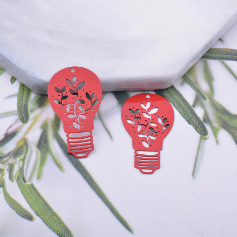 Miniature : 2 estampes ampoules - 25 x 14 mm - laiton peint - 12 coloris