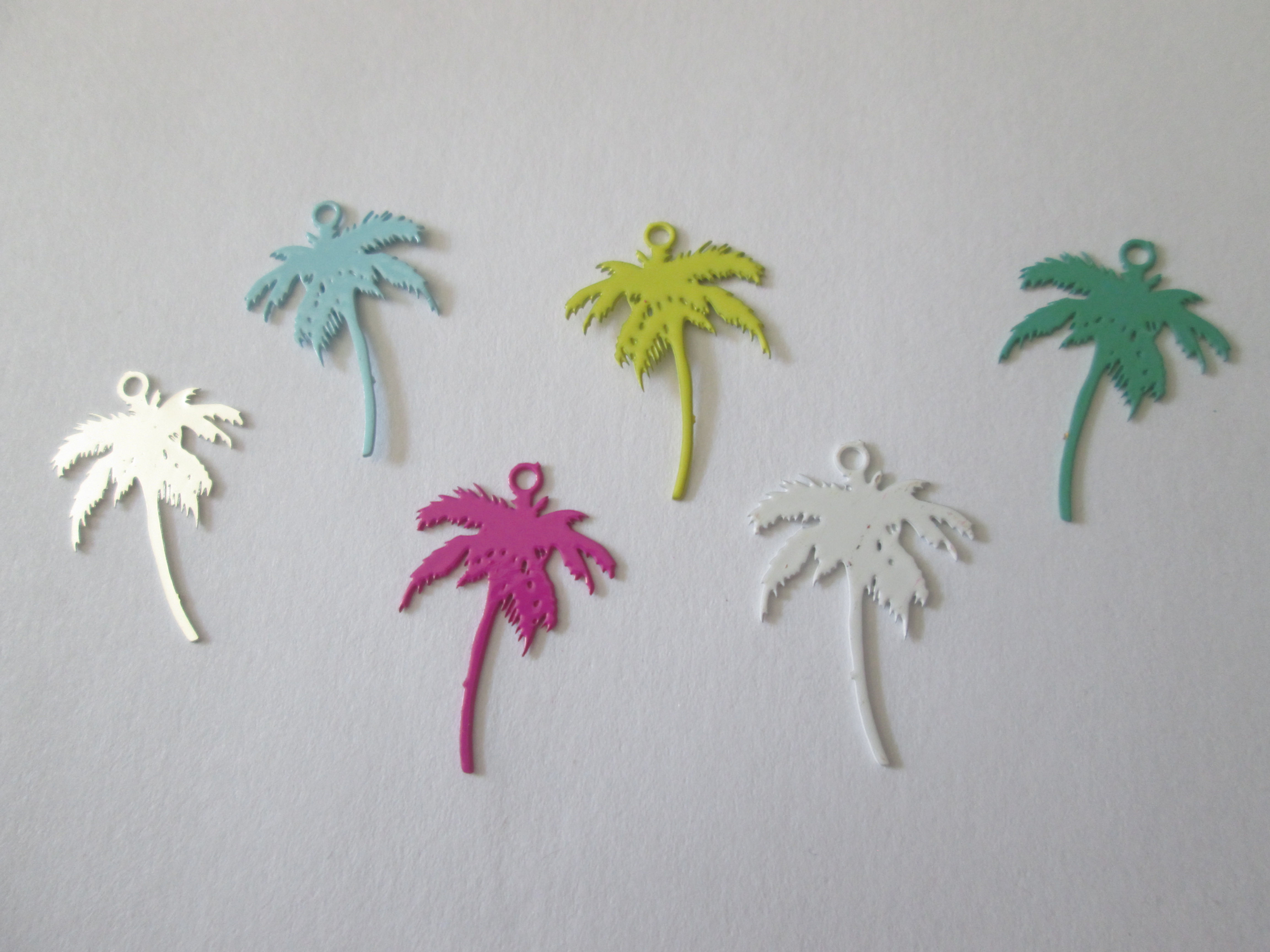 4 palm tree prints - 18 x 12 mm - brass - 6 colors to choose from