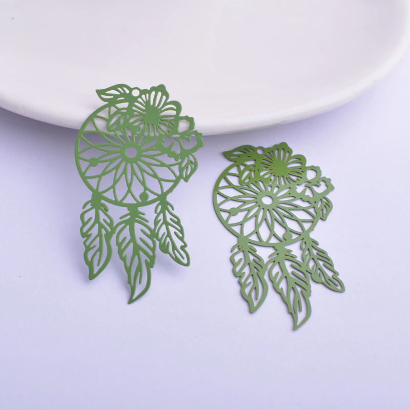 Miniatura: 2 estampes attrapes rêves - 45 x 25 mm - laiton peint - 13 coloris