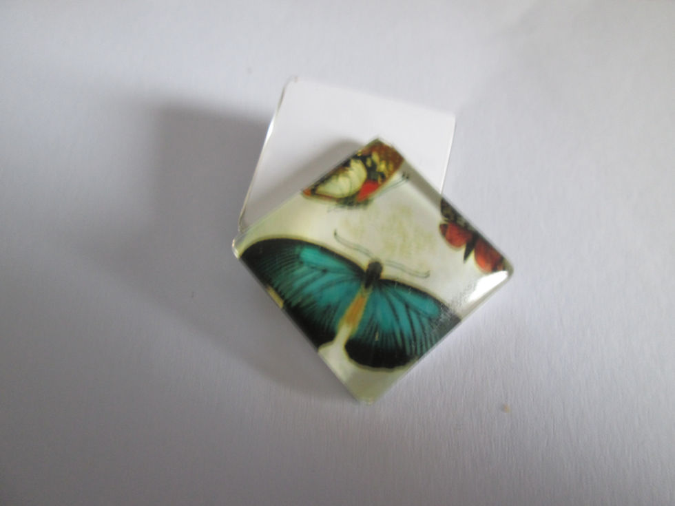 Miniatura: 25 mm - cabochon verre carré papillon - 10 modèles
