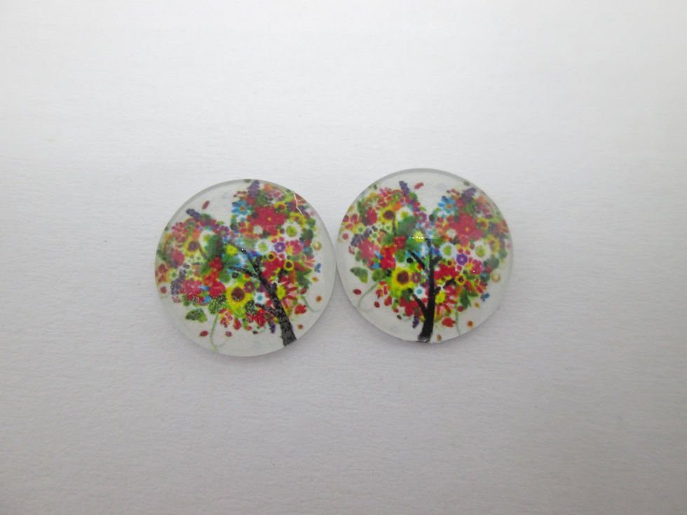 Miniatura: 12  mm - 2 cabochons verre arbre de vie coeur - 12 modèles