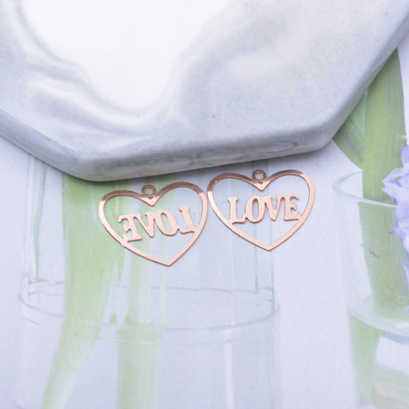 Miniature : 4 estampes coeur LOVE - 16 x 14 mm - 11 coloris - laiton