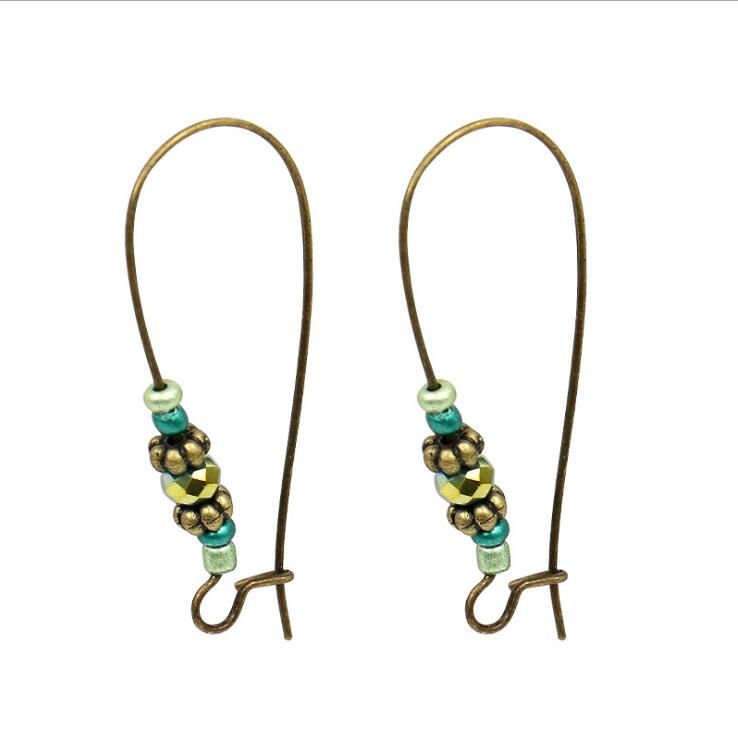 Miniature : 2 dormeuses à perles  - 38 x 17 mm - 10 modèles
