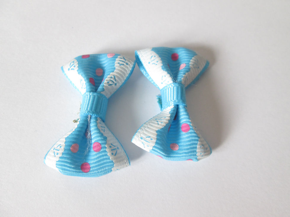 Miniature : 2 noeuds pois et dentelle  - 35 x 25 mm - coton et polyester - 13 coloris